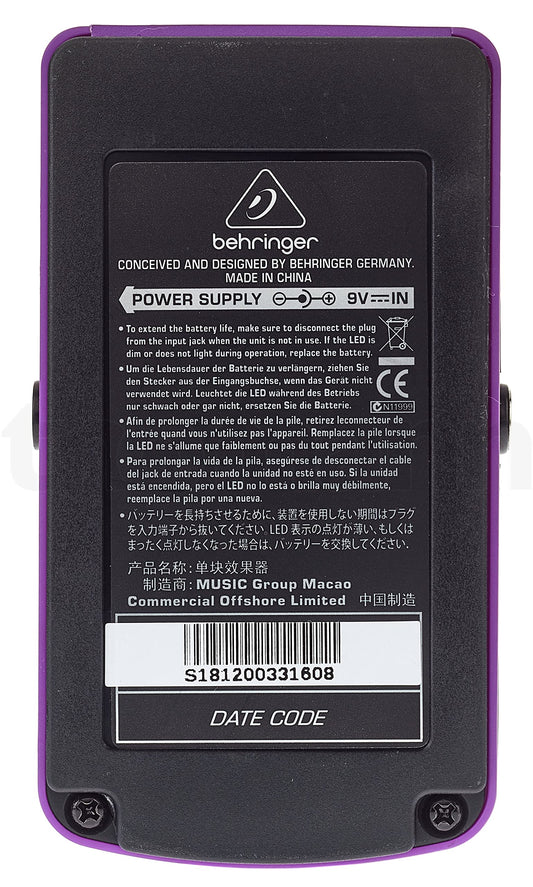 Behringer OD300 Pédale d'Effets d'Overdrive - distorsion à 2 Modes