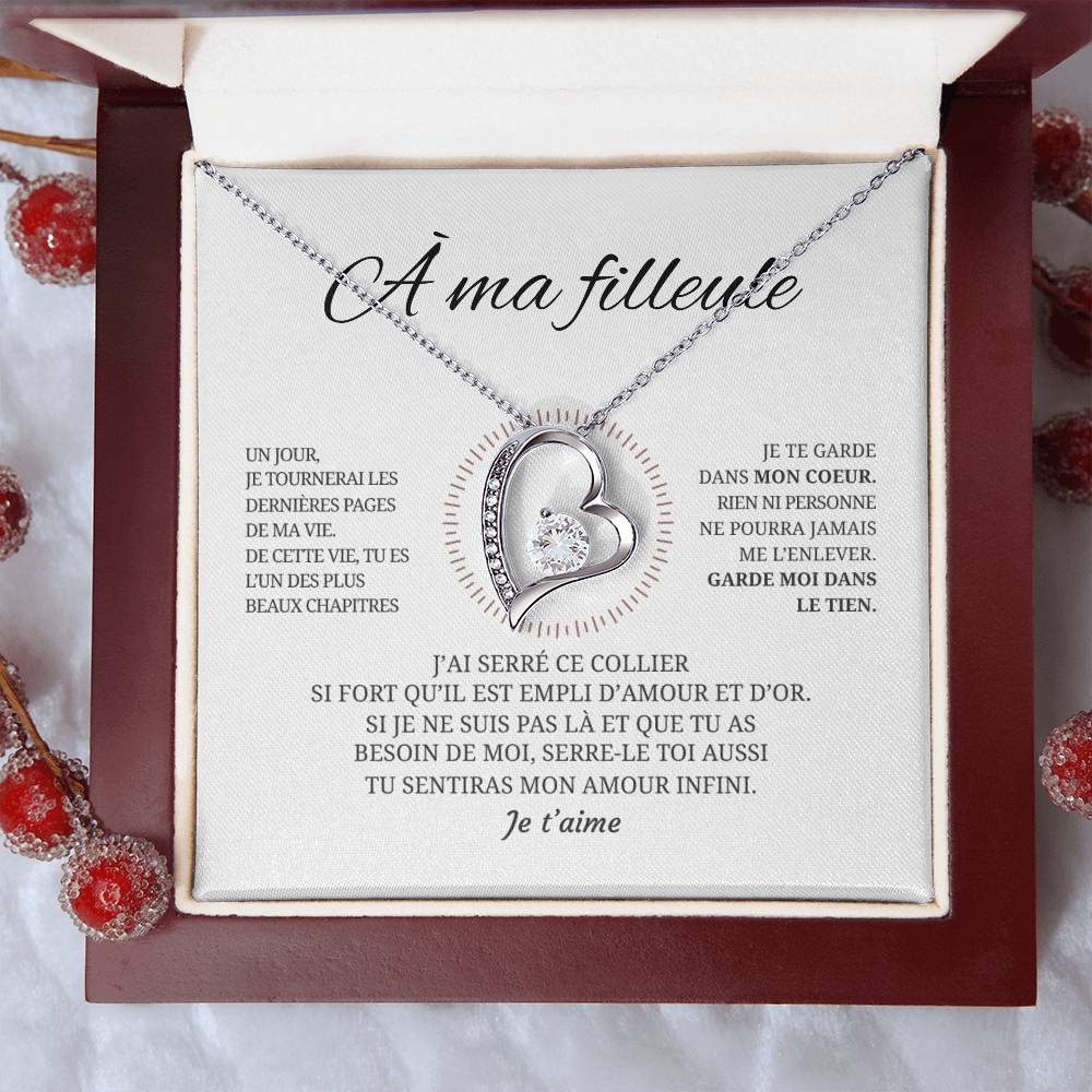 Collier pendentif COEUR ÉTERNEL + Carte cadeau pour votre filleule - Bijouterie famille