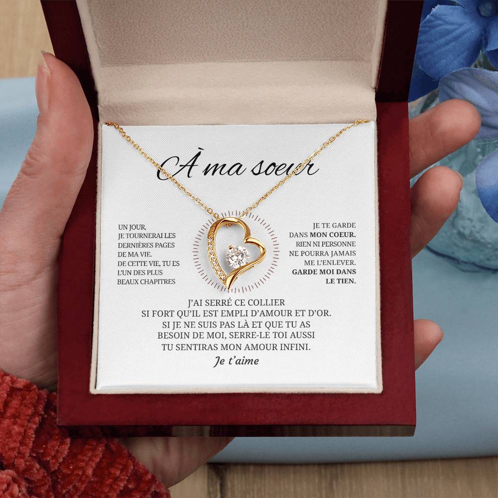 Collier pendentif COEUR ÉTERNEL + Carte cadeau pour votre Soeur - Bijouterie famille