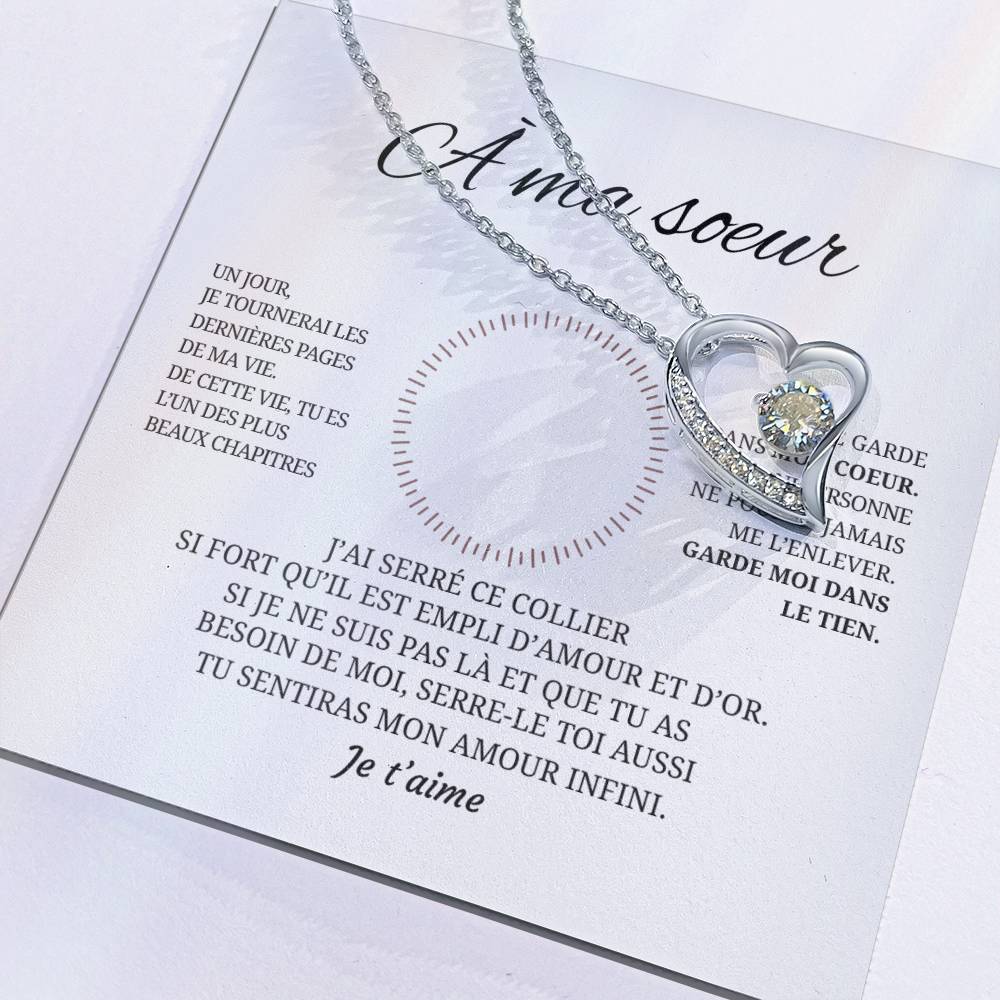 Collier pendentif COEUR ÉTERNEL + Carte cadeau pour votre Soeur - Bijouterie famille