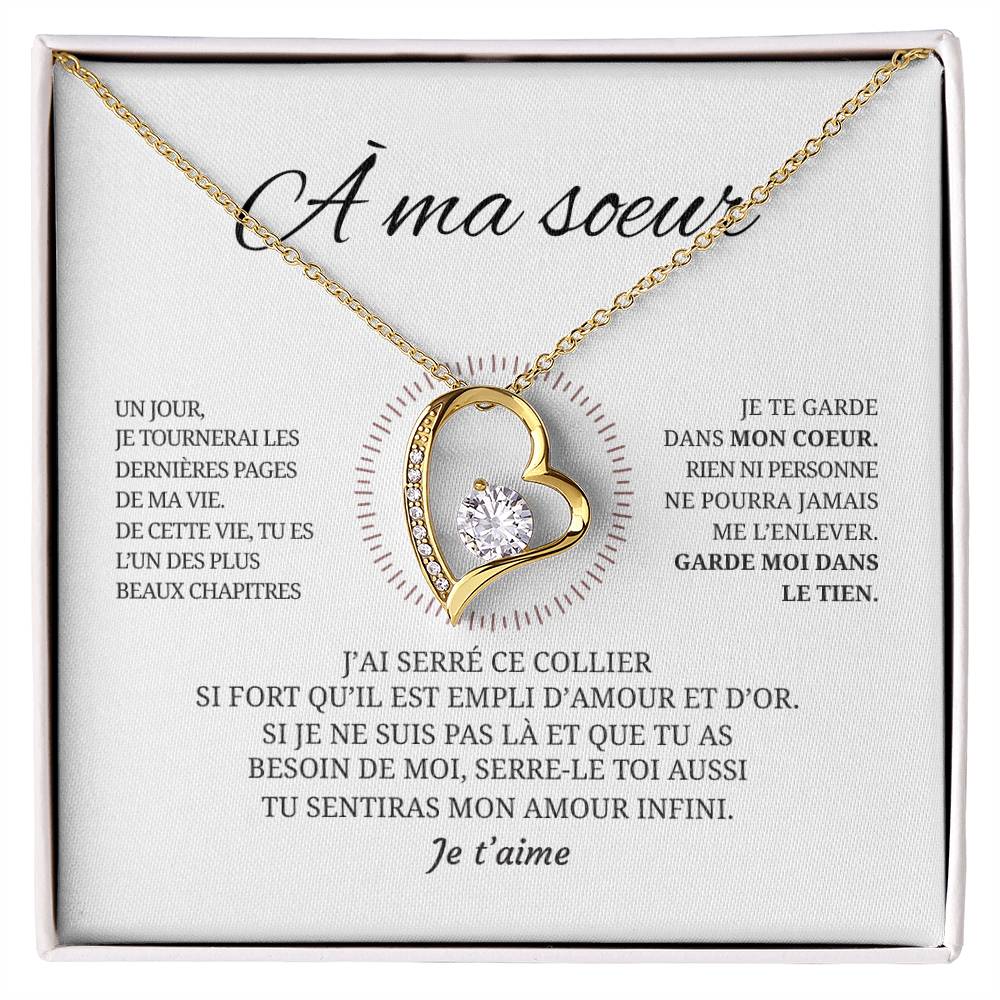 Collier pendentif COEUR ÉTERNEL + Carte cadeau pour votre Soeur - Bijouterie famille