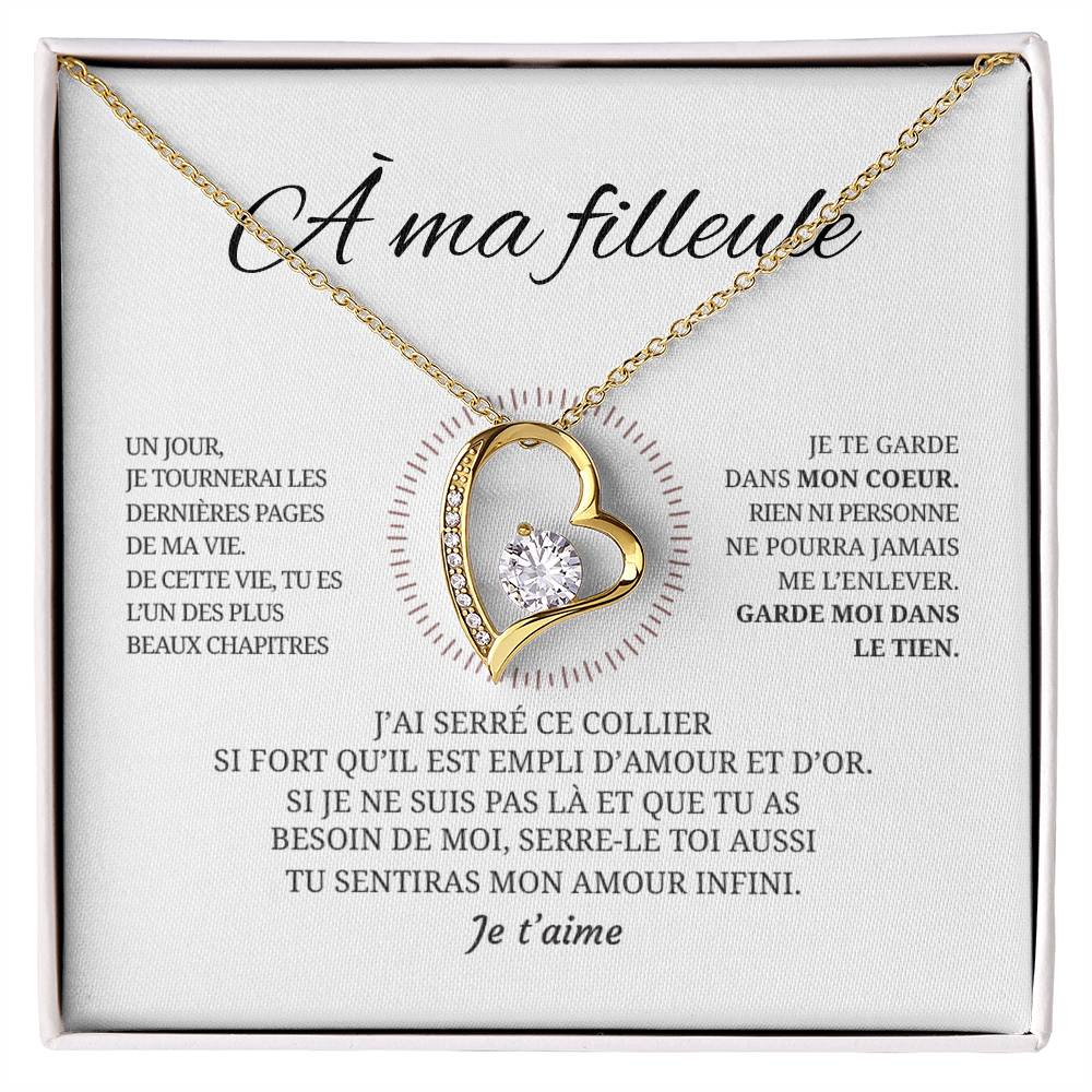 Collier pendentif COEUR ÉTERNEL + Carte cadeau pour votre filleule - Bijouterie famille