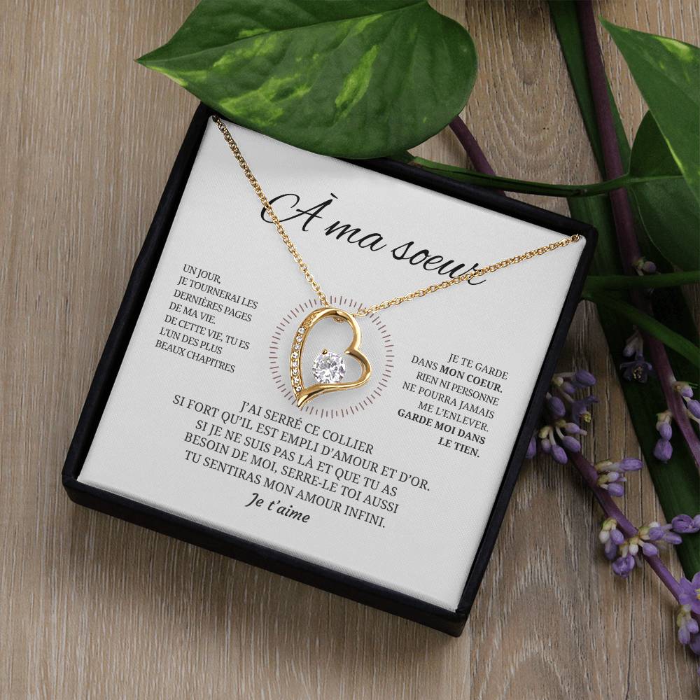 Collier pendentif COEUR ÉTERNEL + Carte cadeau pour votre Soeur - Bijouterie famille