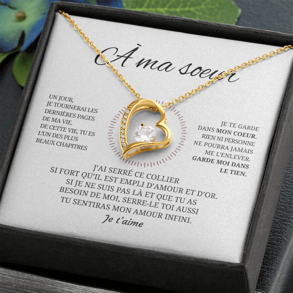 Collier pendentif COEUR ÉTERNEL + Carte cadeau pour votre Soeur - Bijouterie famille